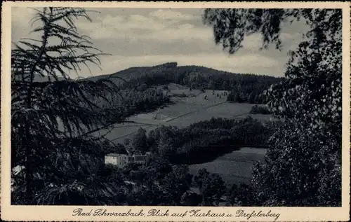 Ak Czerniawa Zdrój Bad Schwarzbach Isergebirge Schlesien, Blick auf Kurhaus und Drefslerberg