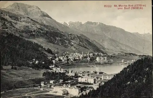 Ak Sankt Moritz Bad Kanton Graubünden, Panorama, Dorf