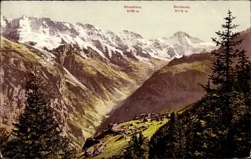 Ak Mürren Kanton Bern Schweiz, Breithorn, Großhorn