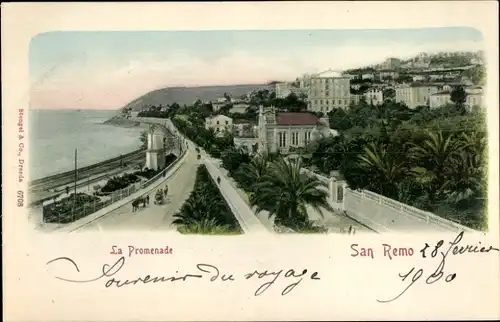 Ak San Remo Ligurien, Promenade