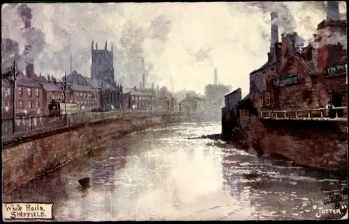 Künstler Ak Jotter, Sheffield Yorkshire England, White Rails, Party am Fluss, Tuck 7676