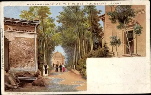 Litho Roma Rom Lazio, Partie durch die Allee, trois fontaines, Geistlicher