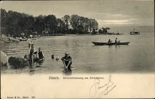 Ak Zürich Stadt Schweiz, Abendstimmung am Zürichhorn