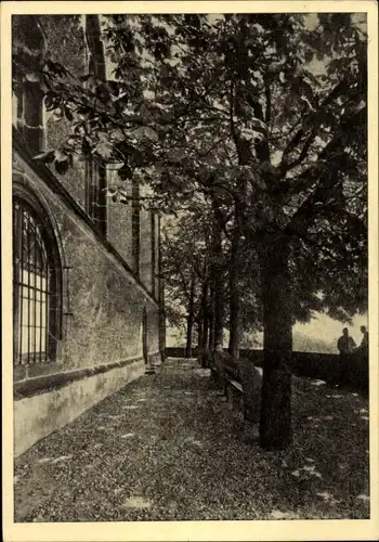 Ak Bettingen Kanton Basel Stadt, Berg Sankt Chrischona, Terrasse vor der Kirche