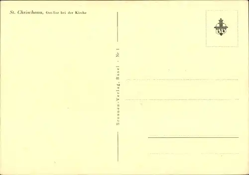 Ak Bettingen Kanton Basel Stadt, Berg Sankt Chrischona, Ost-Tor bei der Kirche