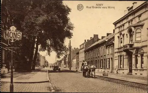 Ak Nimy Hennegau Wallonien, Rue Grande Richtung Mons