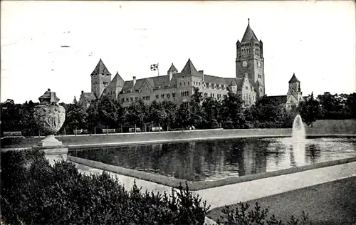 Ak Poznań Posen, Königliches Schloss, Wasseranlagen, Fontäne