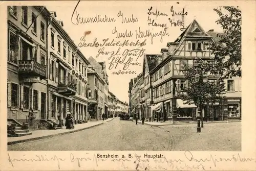 Ak Bensheim an der Bergstraße Hessen, Hauptstraße