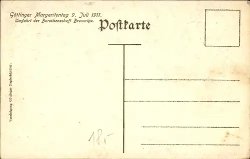 Studentika Ak Göttingen in Niedersachsen, Margeritentag 1911, Burschenschaft Brunsviga