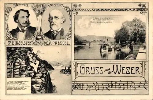 Lied Ak Bad Karlshafen an der Weser, Dampfer-Anlegeplatz, Dingelstedt, Pressel