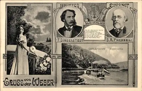 Lied Ak Bad Karlshafen an der Weser, Dingelstedt, Pressel, Frau mit Laute