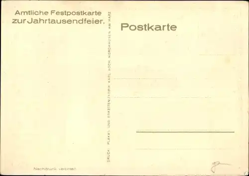 Steindruck Künstler Ak Mucke, Curt, Nordhausen in Thüringen, 1000 Jahre Stadt