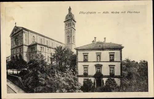 Ak Pforzheim im Schwarzwald, Kath. Kirche, Pfarrhaus