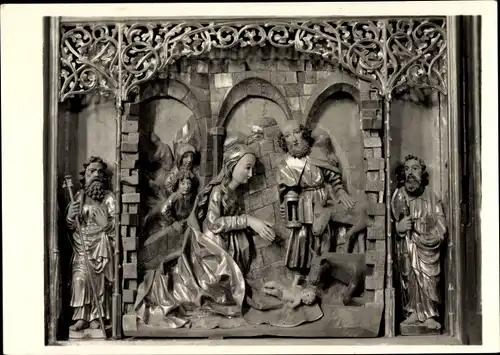 Ak Frombork Frauenburg Ostpreußen, Dom, Flügel des Hochaltars von 1504, Christi Geburt