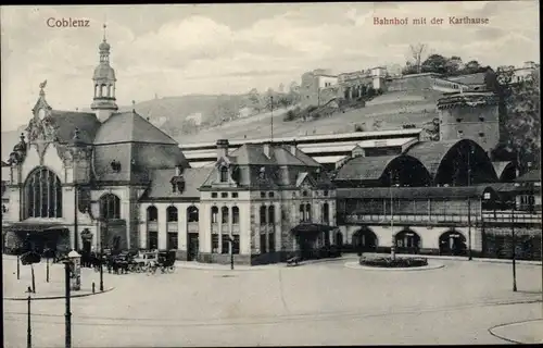 Ak Koblenz am Rhein, Bahnhof, Karthause