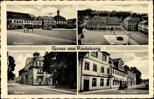 Ak Radeburg in Sachsen, Braunauer Platz, Rathaus, Albertstraße