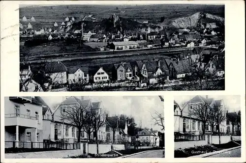 Ak Klingenstein Blaustein in Württemberg, Panorama, Straßenpartie, Gasthaus