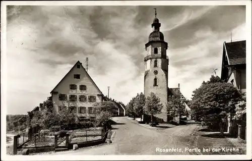 Ak Rosenfeld im Zollernalbkreis Württemberg, Kirche, Ortspartie