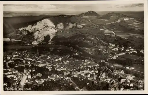 Ak Kahla Thüringen, Fliegeraufnahme, Panoramaansicht