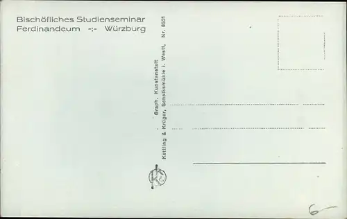 Ak Würzburg am Main Unterfranken, Bischöfliches Studienseminar Ferdinandeum, Studierzimmer