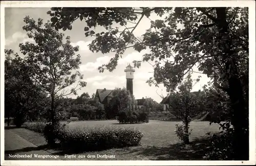 Ak Nordseebad Wangerooge in Ostfriesland, Partie aus dem Dorfplatz, Leuchtturm