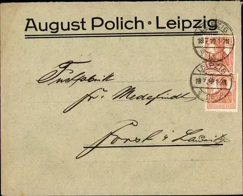 Briefumschlag Leipzig in Sachsen, August Polich