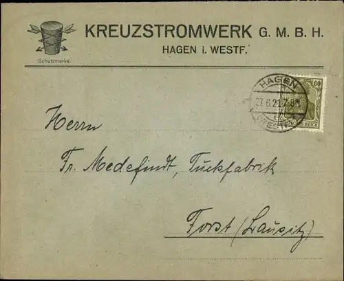 Briefumschlag Hagen in Westfalen, Kreuzstromwerk GmbH