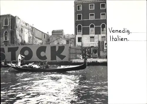 Foto Venezia Venedig Veneto, Kanal, Gondel, Baustelle, Schriftzug Stock