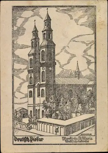 Künstler Ak Piekary Śląskie Deutsch Piekar Schlesien, Pfarrkirche St. Maria, Wallfahrtskirche