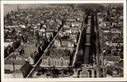 Ak Düsseldorf am Rhein, Königsallee, Fliegeraufnahme