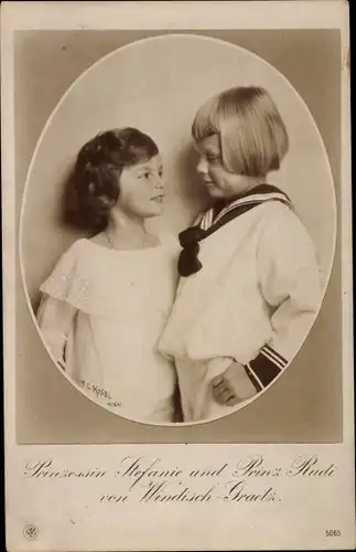 Ak Prinzessin Stefanie und Prinz Rudi von Windisch Graetz, Portrait