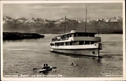 Ak Motorschiff Bayern auf dem Starnberger See, Berge