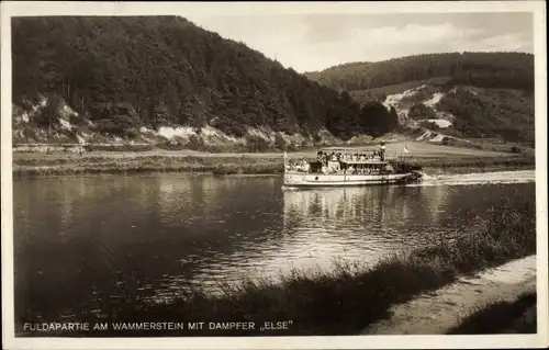 Ak Fuldapartie am Wammerstein, Dampfer Else