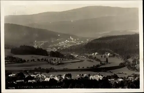 Ak Železná Ruda Markt Eisenstein Region Pilsen, Panorama mit Hotel Belvedere