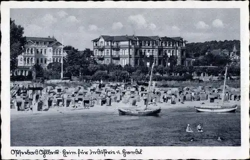 Ak Ostseebad Ahlbeck Heringsdorf auf Usedom, Strand, Heim für Industrie und Handel