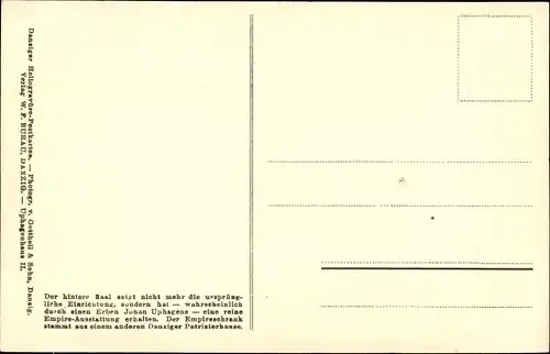 Ak Gdańsk Danzig, Uphagenhaus, Der Hintere Saal, Empireschrank