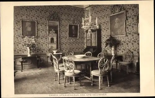 Ak Gdańsk Danzig, Uphagenhaus, Speisezimmer, Esstisch