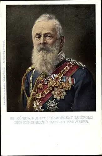 Ak Prinzregent Luitpold von Bayern, Portrait in Uniform, Orden