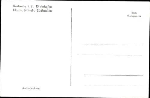 Ak Karlsruhe in Baden, Rheinhafen, Nord-, Mittel- und Südbecken, Fliegeraufnahme