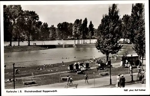 Ak Karlsruhe in Baden, Rheinstrandbad Rappenwörth