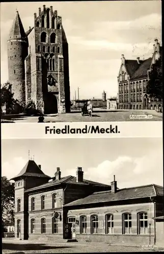 Ak Friedland in Mecklenburg, Anklamer Tor, Bahnhof