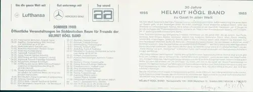 Klapp Ak Helmut Högl Band, 30 Jahre Zu Gast in aller Welt, Veranstaltungen Sommer 1988, Olympia 1972