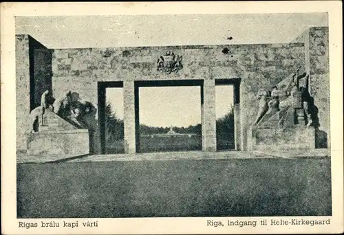 Ak Riga Lettland, bralu kapi varti, Indgang til Helte Kirkegaard, Monument