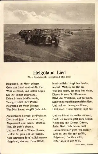 Lied Ak Helgoland, Helgoland Lied von Gustav Peter, Inselpanorama