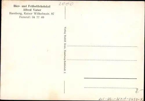 Ak Hamburg, Bier- u. Frühstückslokal Alfred Vater, Hauptbahnhof, Chilehaus, Landungsbrücken
