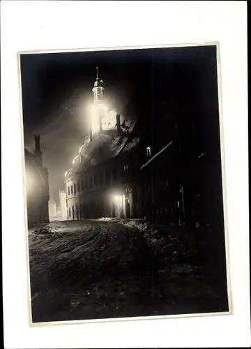 Foto Zwickau in Sachsen, Straßenpartie bei Nacht 1929, Zwickau in Verkehr und Licht