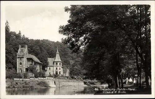 Ak Treseburg Thale im Harz, Villen an der Bode