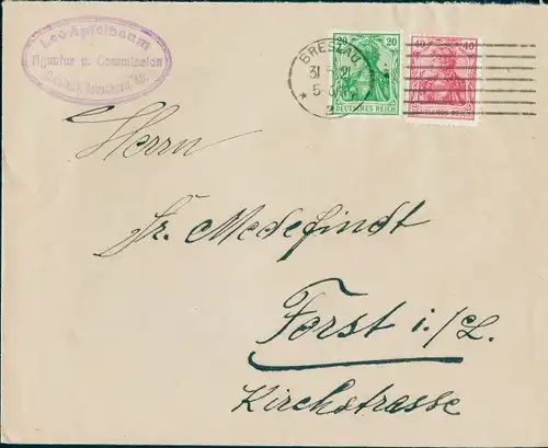 Judaia Ak Wrocław Breslau Schlesien, Briefumschlag, Leo Apfelbaum, Agentur, Reuschestraße 46