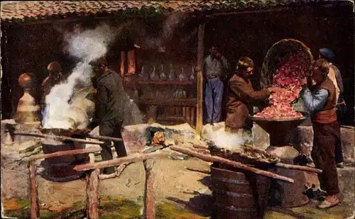 Ak Bulgarien, La distillazione dell'essenza di rose, Valle della Maritza, Rosenölherstellung