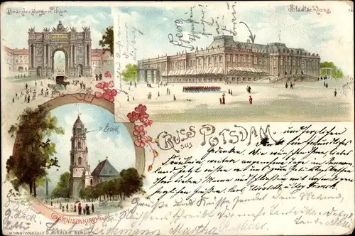 Litho Potsdam in Brandenburg, Brandenburger Tor, Stadtschloss, Garnisonkirche